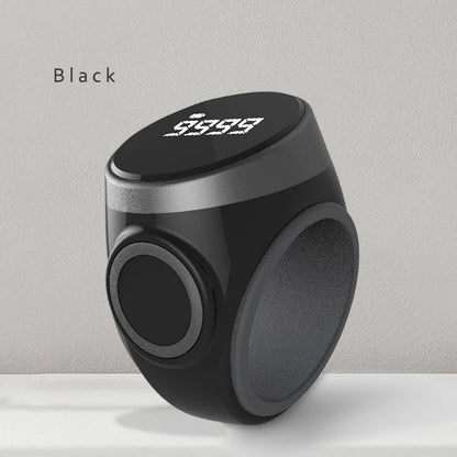 Black ZIKRIN™ digital Tasbih with sleek design and electronic counter for Islamic prayer and dhikr.