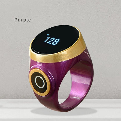 Purple ZIKRIN™ digital tasbih with silent mode, featuring a sleek design and digital counter for Islamic prayer and remembrance.