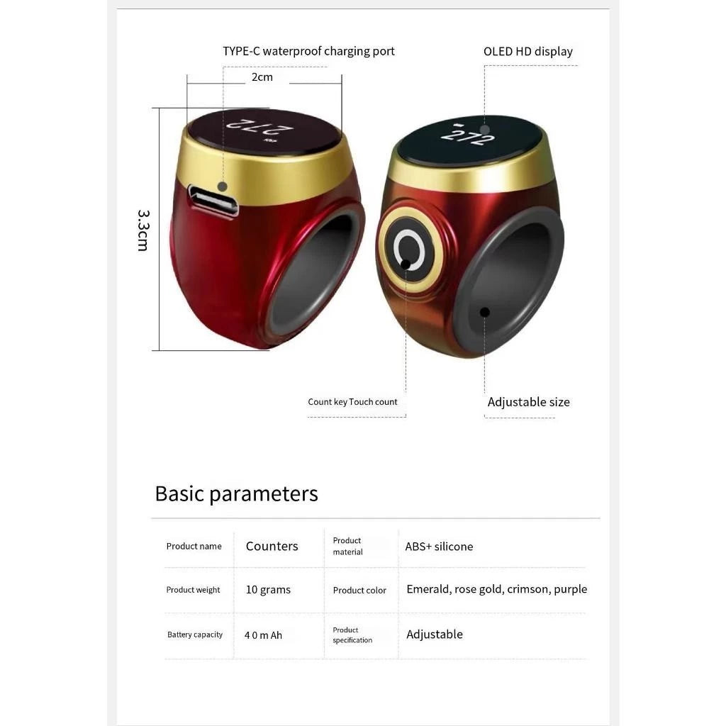 ZIKRIN™ Tasbih Digital Senyap with black beads and digital display, used for prayer and meditation.