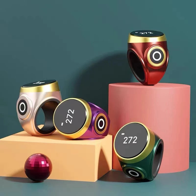 ZIKRIN™ Tasbih Digital Senyap with black beads and digital display for prayer counting and meditation.